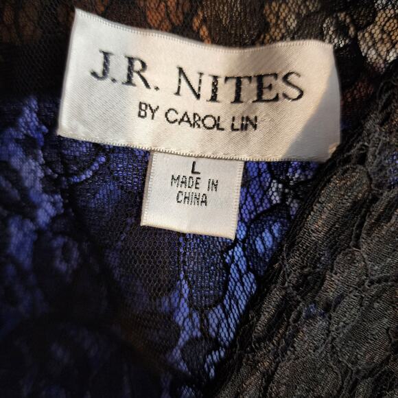 Vtg 90s J.R Nites Black Lace Sheer Frill Goth Victorian Formal Bolero Shrug Sz L - Picture 8 of 8